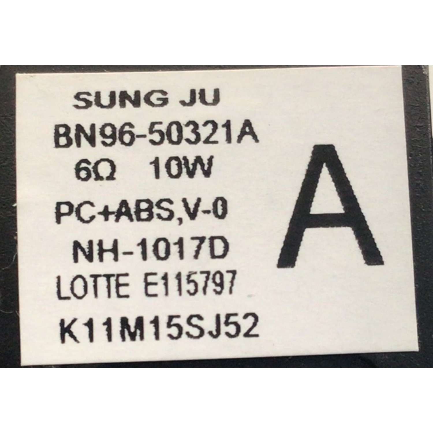 KIT DE BOCINAS ORIGINAL PARA TV SAMSUNG 2 PIEZAS / NUMERO DE PARTE BN96-50321A / 6Ω / 10W / PC+ABS,V-0 / BN9650321A / 50321A / NH-1017D / LOTTE E115797 / K11M15SJ52 / PANEL CY-BT043HGCV4H / MODELO UN43TU7000FXZA XE12 / UN43U8000FBXZA DB01 - Imagen 2